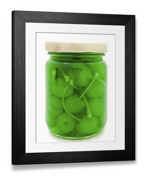 Framed Print : Jar With Cherry Over The White Background Framed Print : Jar With Cherry Over The White Background