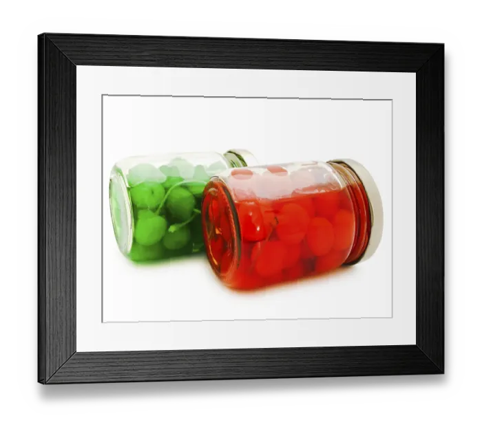 Framed Print : Jars With Cherry Over The White Background