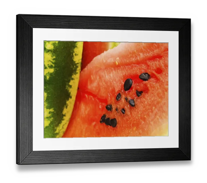 Framed Print : Close Up Photo Of The Red Watermelon With Dark Seeds Daugavpils