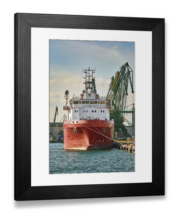 Framed Print : Offshore Supply Ship (Platform Supply Vessel) in the Port Varna