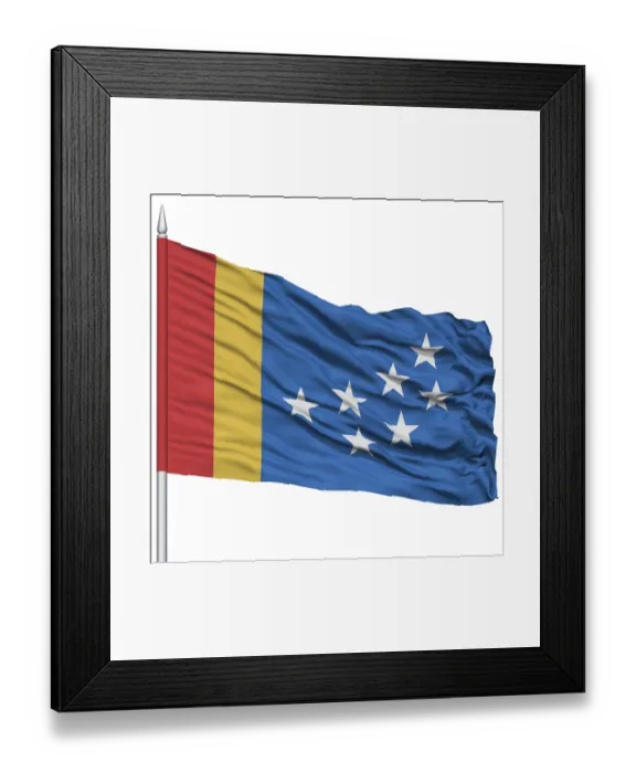 Framed Print : Durham City Flag on Flagpole, North Carolina State