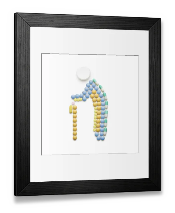 Framed Print : Creative medicine and healthcare concept made of drugs and pills