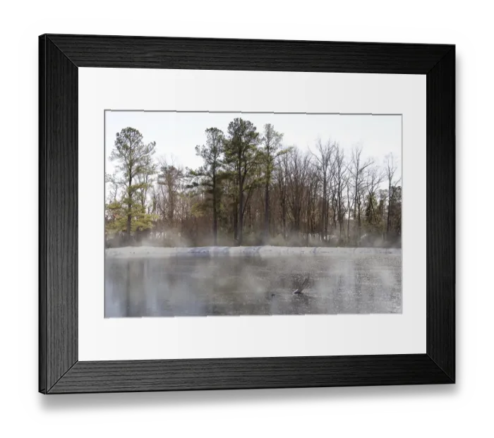 Framed Print : The fog on a snowy lake in the early morning Framed Print : The fog on a snowy lake in the early morning
