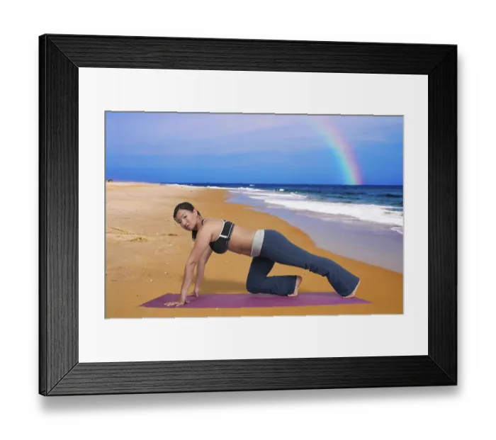 Framed Print : Beautiful Asian woman doing her Yoga execises