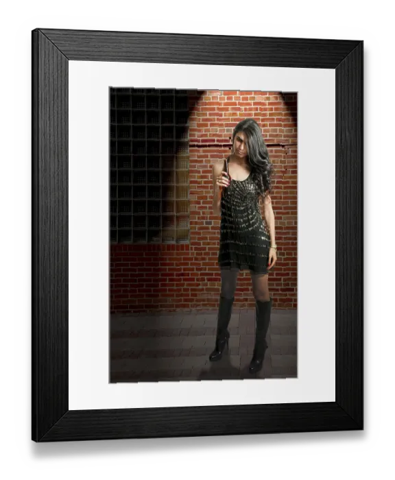 Framed Print : An woman drinking the adult beverage known as beer