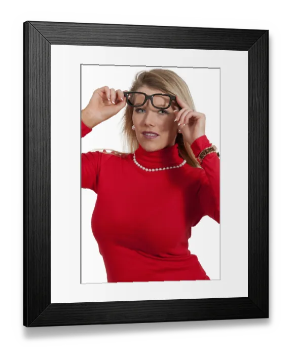 Framed Print : Beautiful woman with her stylish designer glasses