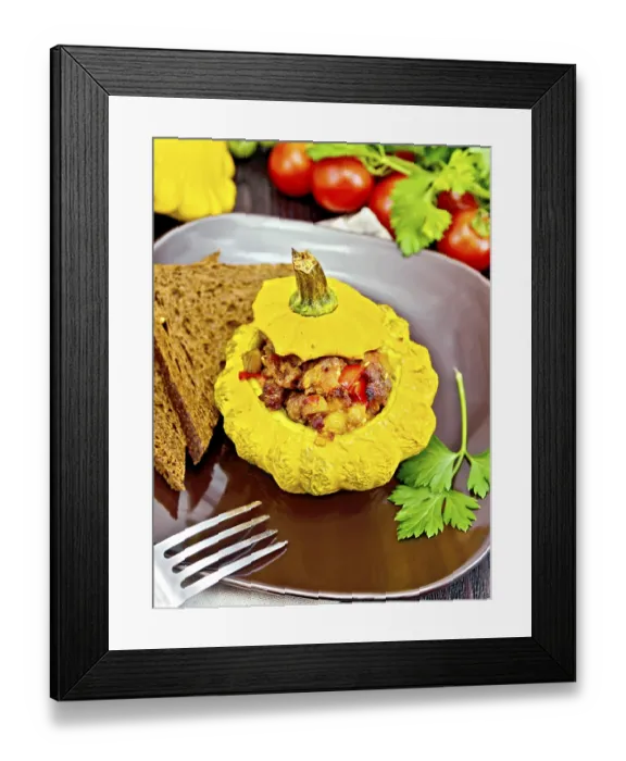Framed Print : Squash yellow stuffed with meat Framed Print : Squash yellow stuffed with meat