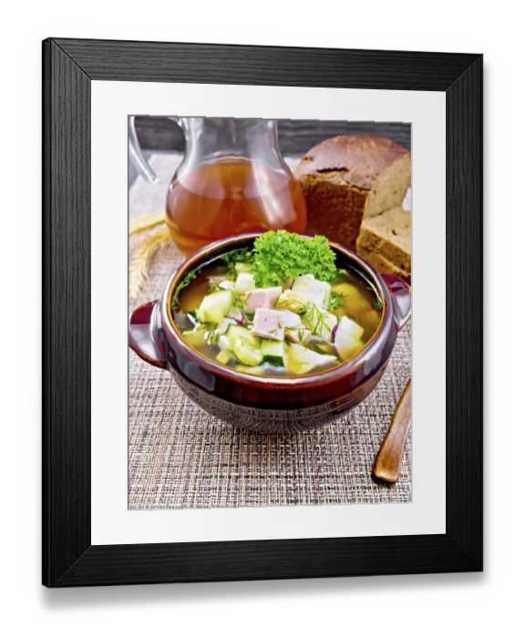 Framed Print : Cold soup okroshka from sausage Framed Print : Cold soup okroshka from sausage