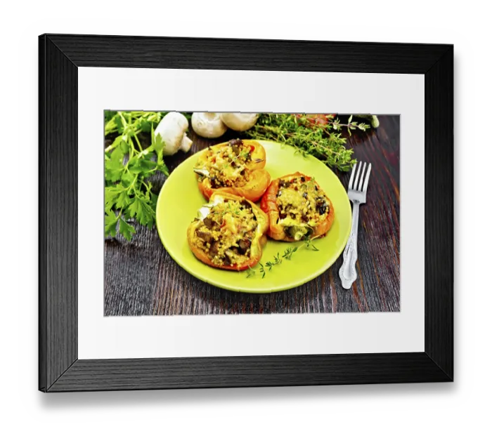 Framed Print : Pepper sweet, stuffed with mushrooms Framed Print : Pepper sweet, stuffed with mushrooms