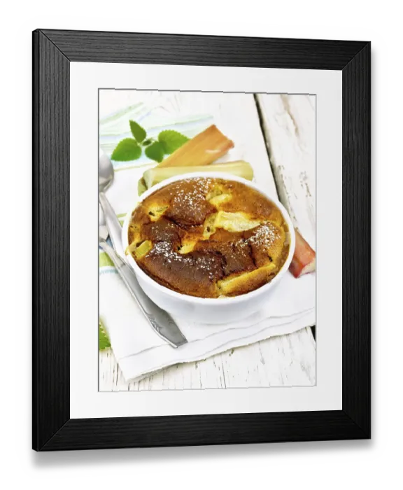 Framed Print : Pie klafouti with rhubarb in the bowl Framed Print : Pie klafouti with rhubarb in the bowl