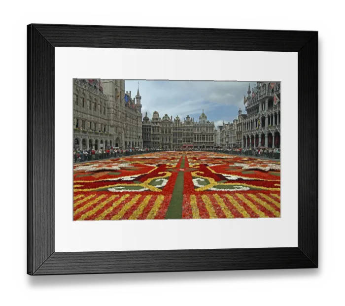 Framed Print : Belgium - Brussels_Grand Place with flower carpet - City Hall - Guild Houses
