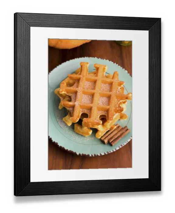 Framed Print : Pumpkin waffles with cinnamon sugar, lodz, poland Framed Print : Pumpkin waffles with cinnamon sugar, lodz, poland