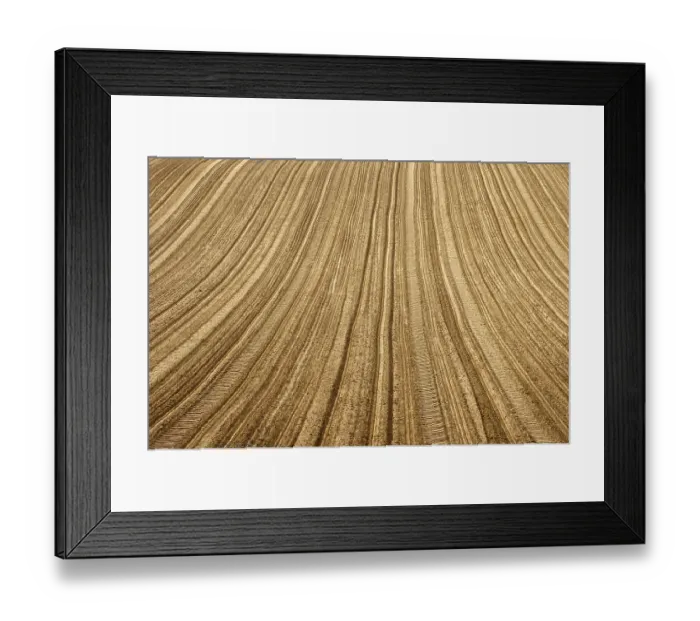 Framed Print : The tracks and furrows caused by tractor tyres on a field