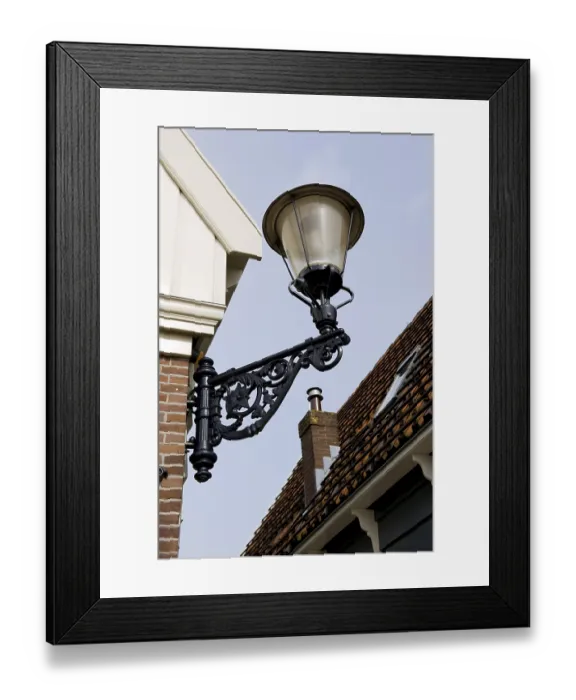Framed Print : Old Dutch lantern outdoor on the houses