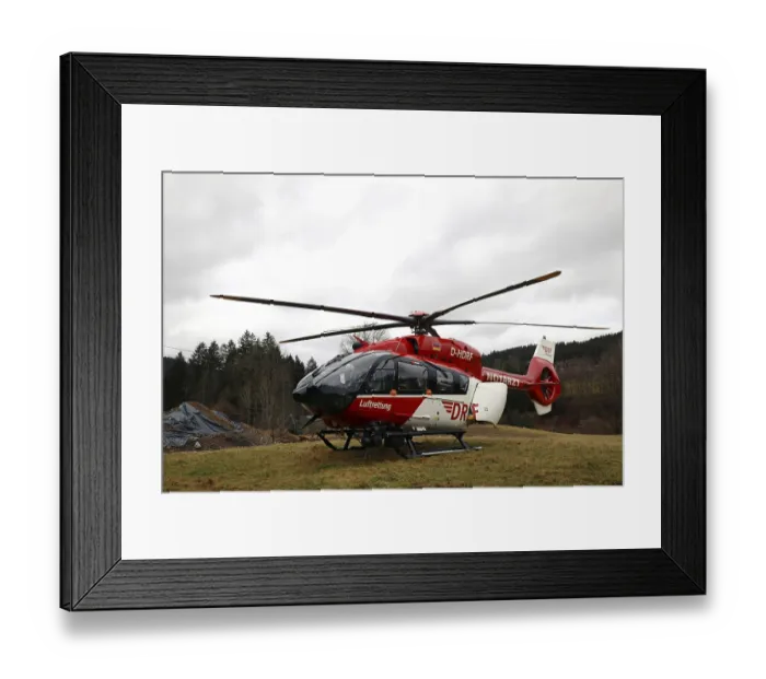 Framed Print : Theme picture rescue operation - A rescue helicopter of the German Air Rescue Service (DRF) Framed Print : Theme picture rescue operation - A rescue helicopter of the German Air Rescue Service (DRF)