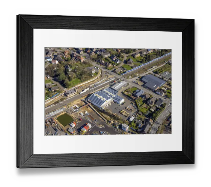 Framed Print : Aerial view, expansion of the Betuweroute and Betuwe Line railway line