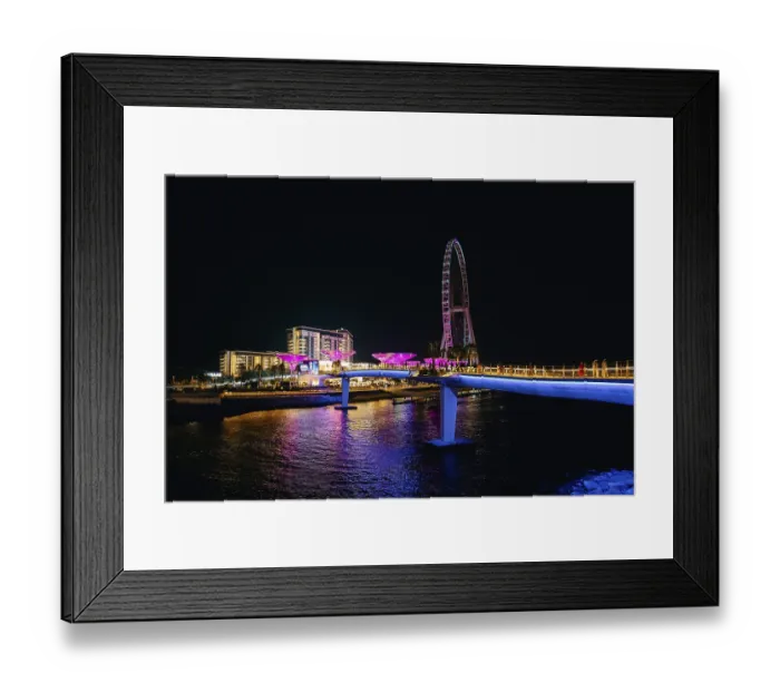 Framed Print : Panoramic view of Bluewaters Island at night Framed Print : Panoramic view of Bluewaters Island at night