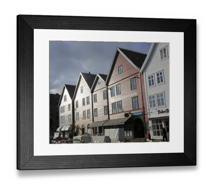 Framed Print : Historic Hanseatic League wooden buildings Bryggen area