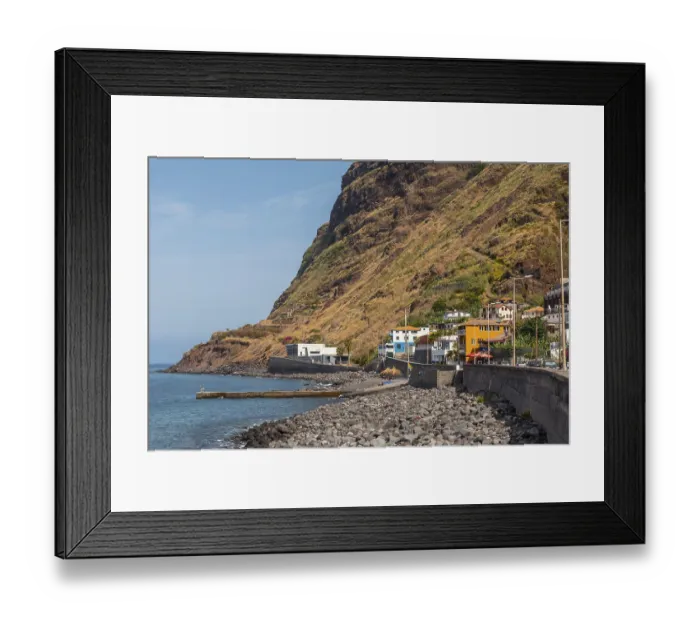 Framed Print : Beautiful stone beach in Paul do Mar in summer in the east of Madeira