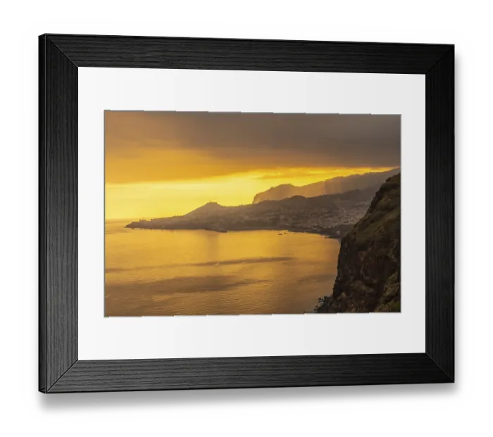Framed Print : Cristo Rei viewpoint at sunset in Funchal in summer