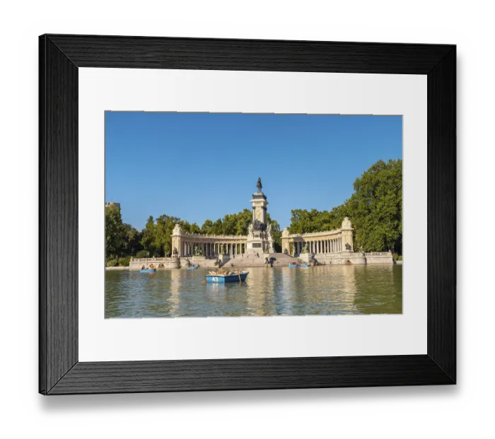Framed Print : Monument to Alfonso XII in the Estanque Grande de El Retiro in the city of Madrid