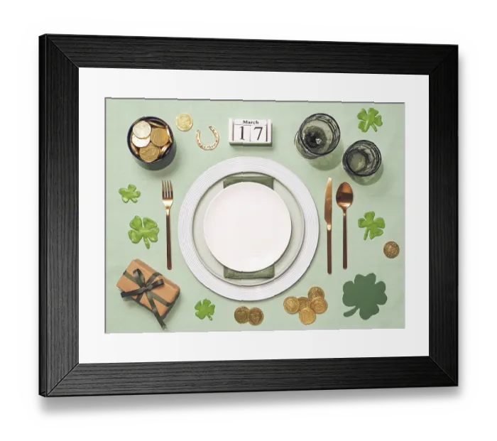 Framed Print : Beautiful festive table setting for St Framed Print : Beautiful festive table setting for St
