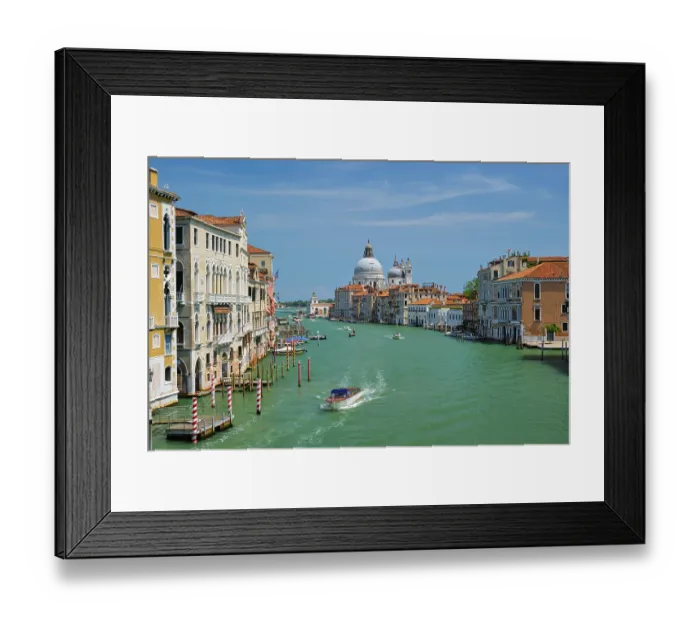 Framed Print : View of Venice Grand Canal with boats