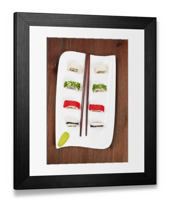 Framed Print : California sushi rolls with chive