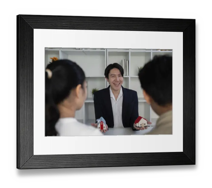 Framed Print : Real Estate Consultation and Client Interaction