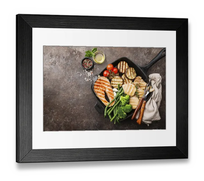 Framed Print : Healthy food - grilled salmon steak