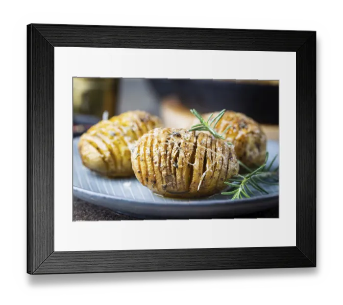 Framed Print : Baked hasselback potatoes with cheese Framed Print : Baked hasselback potatoes with cheese