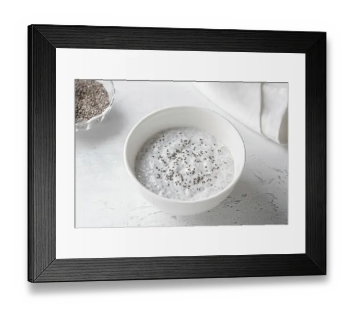 Framed Print : Food, A bowl of chia seed pudding Framed Print : Food, A bowl of chia seed pudding