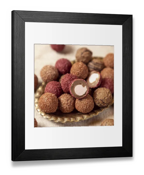 Framed Print : Chocolate truffles with cocoa powder Framed Print : Chocolate truffles with cocoa powder