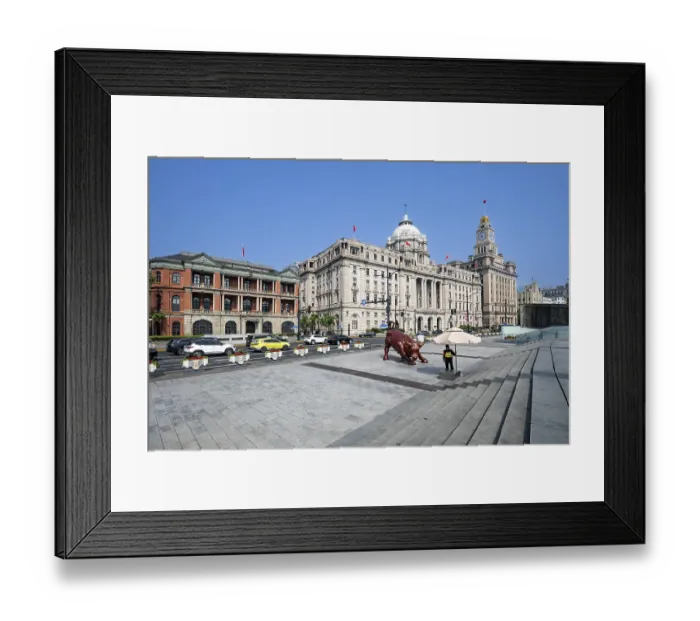 Framed Print : Bund Bull, Charging Bull, artist Arturo Di Modica