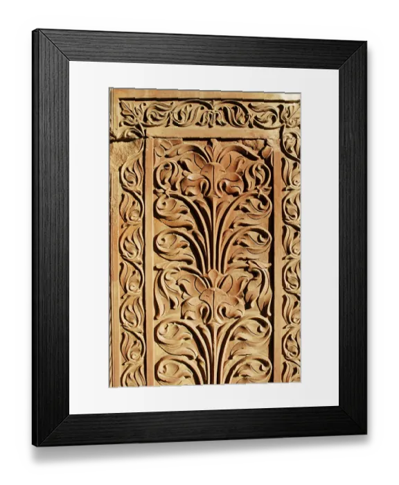 Framed Print : Carved red stone inside fort, Bikaner