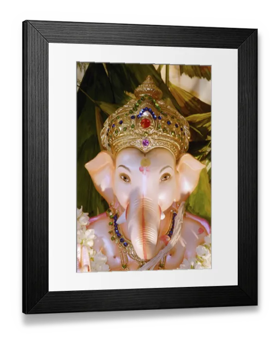 Framed Print : Close-up idol of lord Ganesh elephant headed god for Ganpati festival
