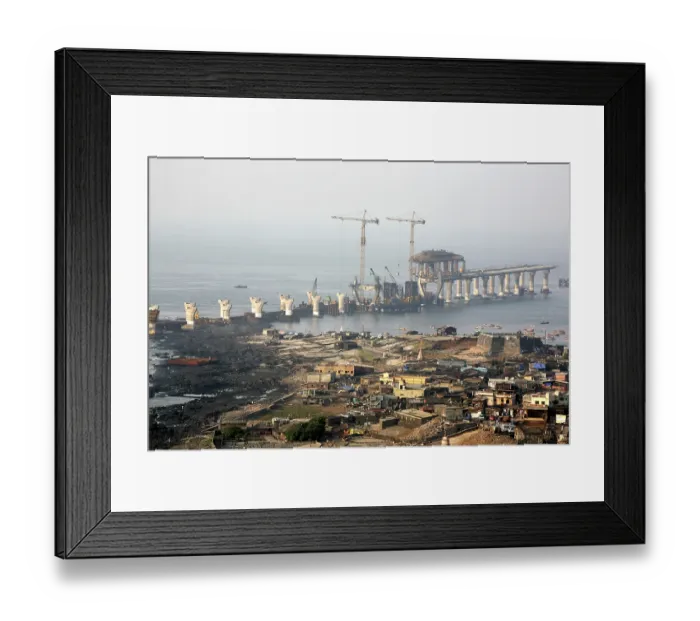 Framed Print : Worli village and headquarters of the Mumbai Coast with backdrop of Bandra Worli sea link Framed Print : Worli village and headquarters of the Mumbai Coast with backdrop of Bandra Worli sea link