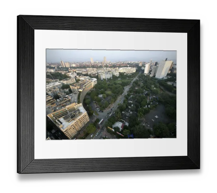 Framed Print : Aerial view of high rise with office building