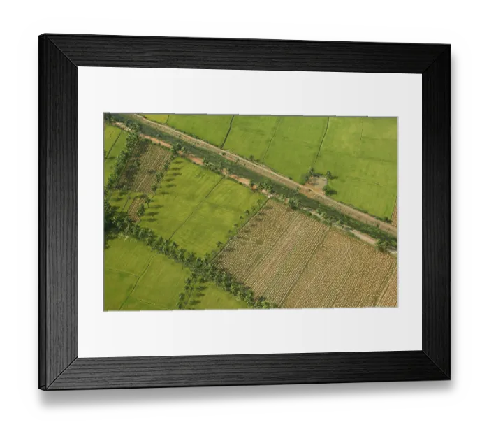 Framed Print : Aerial view of tilled and cultivated field