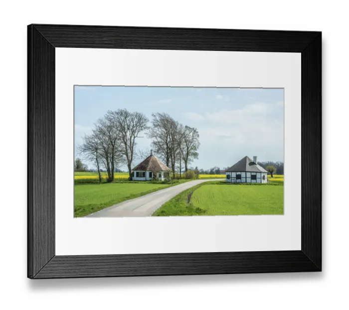 Framed Print : Two small round houses by a road in Ingelstorp in Ystad municipality