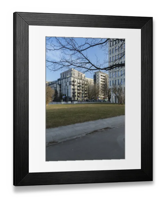 Framed Print : Modern residential buildings near the office building Framed Print : Modern residential buildings near the office building