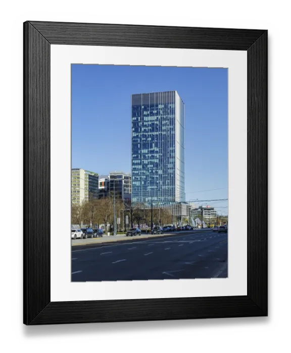 Framed Print : Blue skyscraper on Marsza|kowska Street