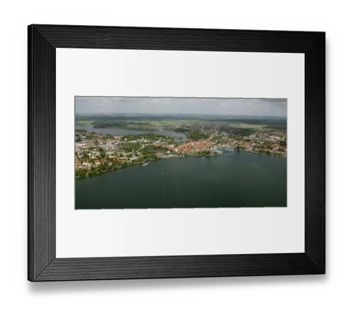 Framed Print : Aerial view, Marina Waren, half-timbered houses at the New Market Framed Print : Aerial view, Marina Waren, half-timbered houses at the New Market