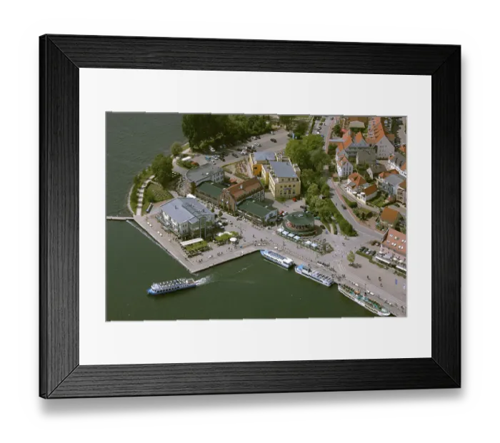 Framed Print : Aerial view, Marina Waren, half-timbered houses at the New Market