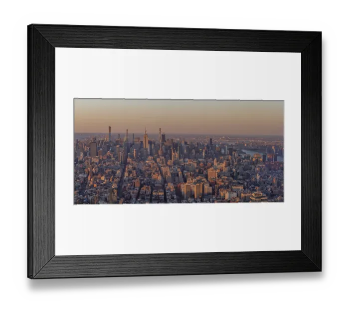 Framed Print : A panorama picture of New York as seen from the One World Observatory at sunset