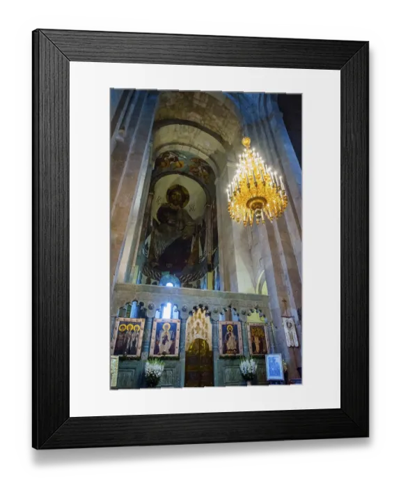 Framed Print : MTSKHETA, GEORGIA - OCTOBER 17: Interior of Svetitskokheli orthodox cathedral from 11th century in Mtskheta
