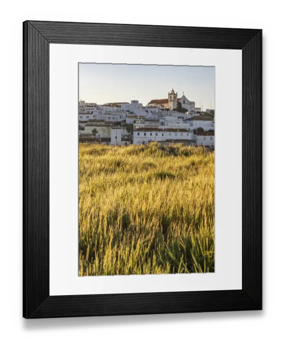 Framed Print : Sunrise with a view of a meadow