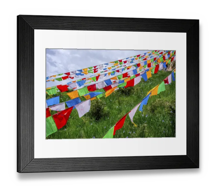 Framed Print : Colorful buddhist praying flags by Mati Si cave temple
