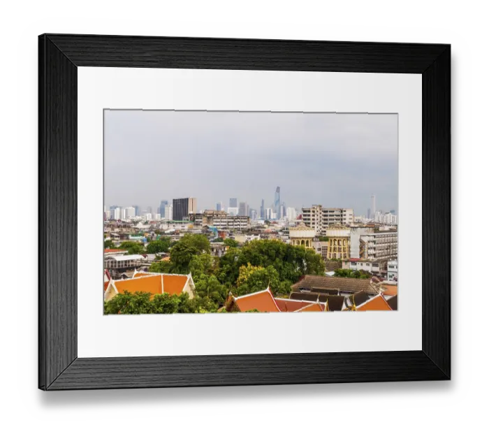 Framed Print : Bangkok skyline from Golden Mountain Temple