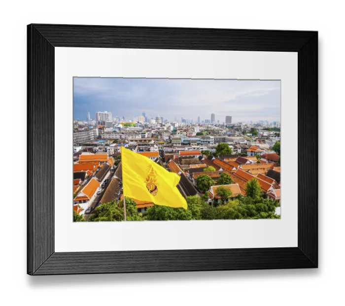 Framed Print : Bangkok skyline from Golden Mountain Temple